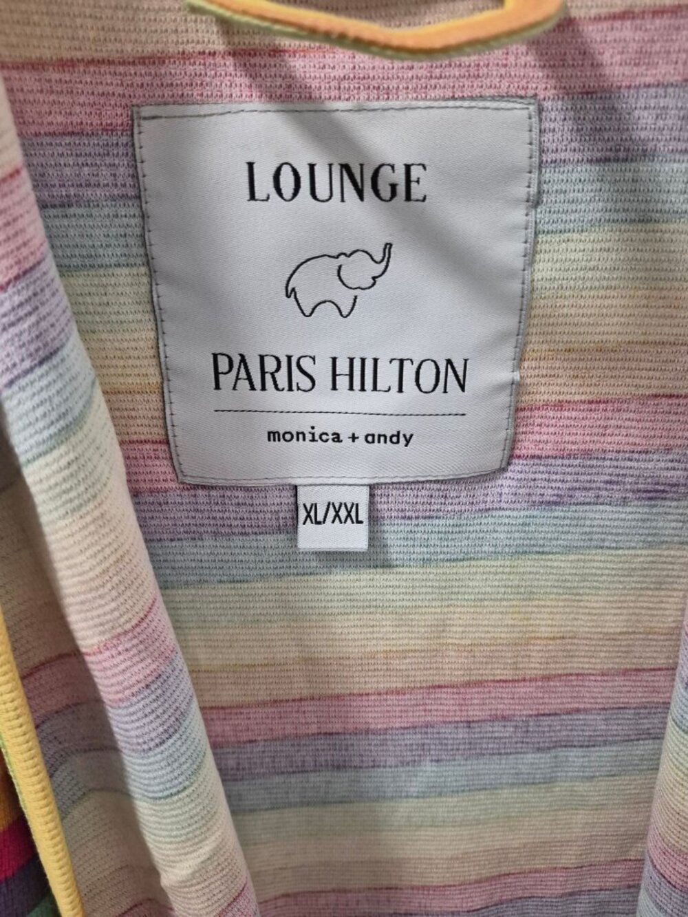 Paris Hilton Monica +Andy Rainbow Stripe Lounge Robe XL/XXL Organic Cotton Blend - Picture 3 of 4